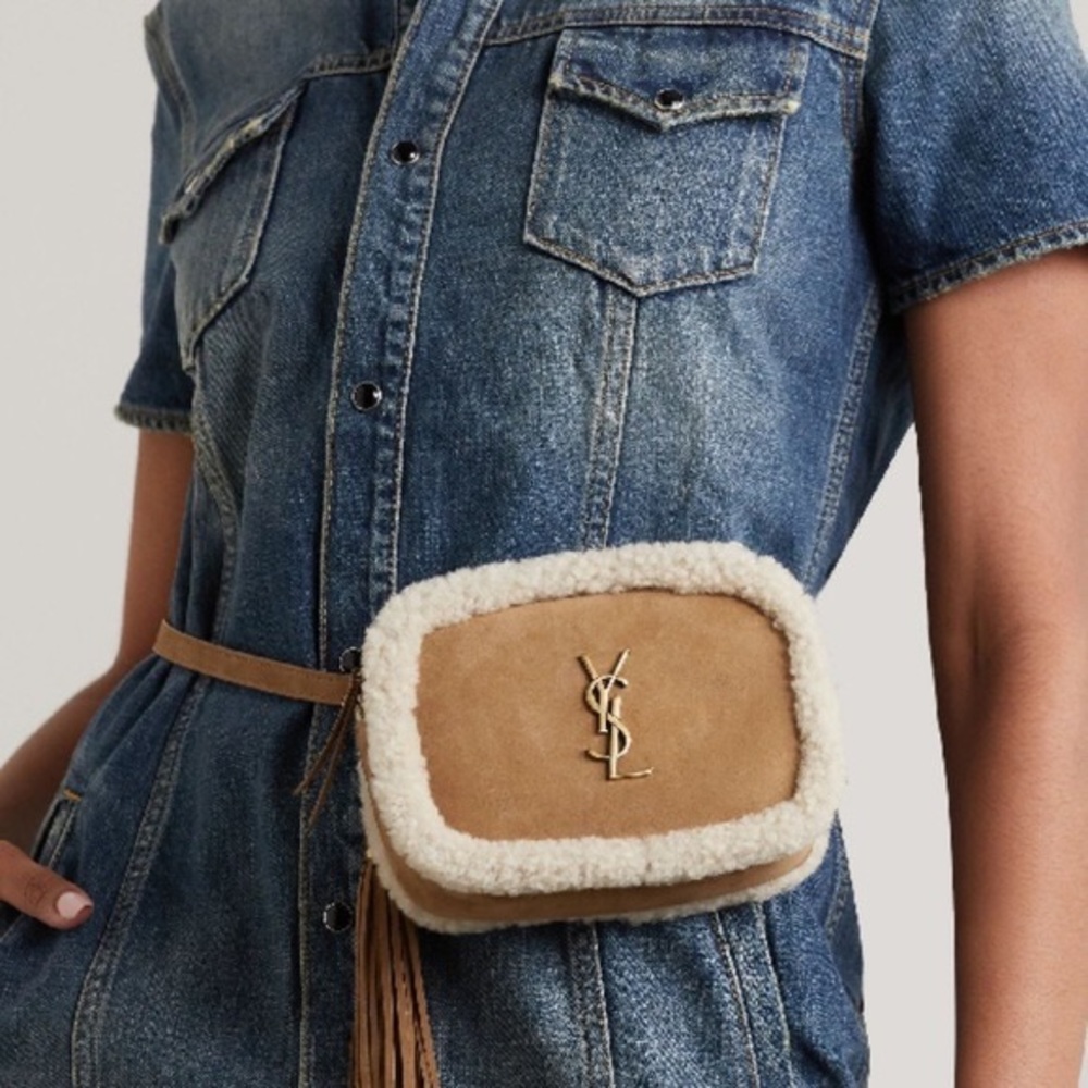 Yves Saint Laurent Tan Crossbody Bag with Gold Logo - Picture 2 of 7
